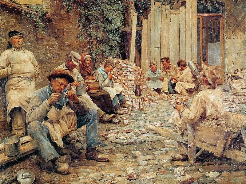 1855-Pierre Jacques Dierckx - Muratori a riposo
